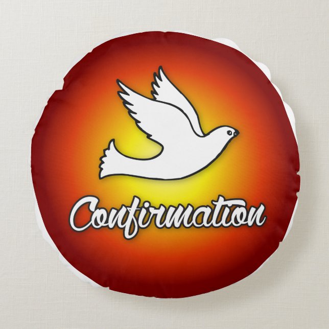 Gefeliciteerd, Bevestigingsdove met Gold, Red Rond Kussen (Voorkant)