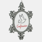 Gefeliciteerd, Bevestigingsdove met Gold, Red Tin Sneeuwvlok Ornament (Links)