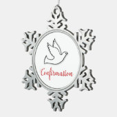 Gefeliciteerd, Bevestigingsdove met Gold, Red Tin Sneeuwvlok Ornament (Rechts)