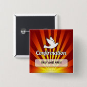 Gefeliciteerd, Bevestigingsdove met Gold, Red Vierkante Button 5,1 Cm (Voorkant /achterkant)