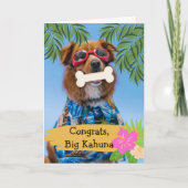 Gefeliciteerd Big Kahuna New Job Dog in Shades Kaart (Voorkant)
