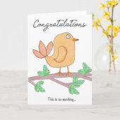 Gefeliciteerd Bird Kaart (Gele Bloem)