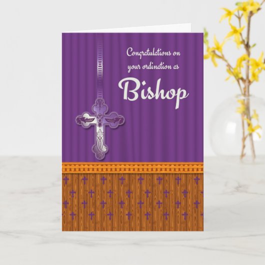 Gefeliciteerd bisschop wijding in gemengde kleur kaart (Gele Bloem)