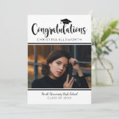 Gefeliciteerd Black 2025 foto afstudeerfeest Kaart (Staand voorkant)