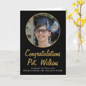 Gefeliciteerd Black Afstuderen Foto Afstuderen Kaart (Gele Bloem)