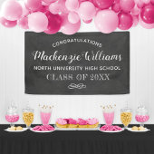 Gefeliciteerd Black Chalkboard Graduation Party Spandoek