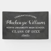 Gefeliciteerd Black Chalkboard Graduation Party Spandoek (Horizontaal)