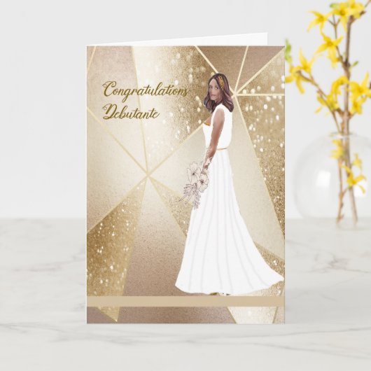 Gefeliciteerd Black Debutante Kaart (Gele Bloem)