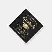 Gefeliciteerd, Black en Gold Elegant Afstuderen Servet (Hoek)
