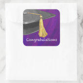 Gefeliciteerd, Black en Paars Vierkante Sticker (Tas)