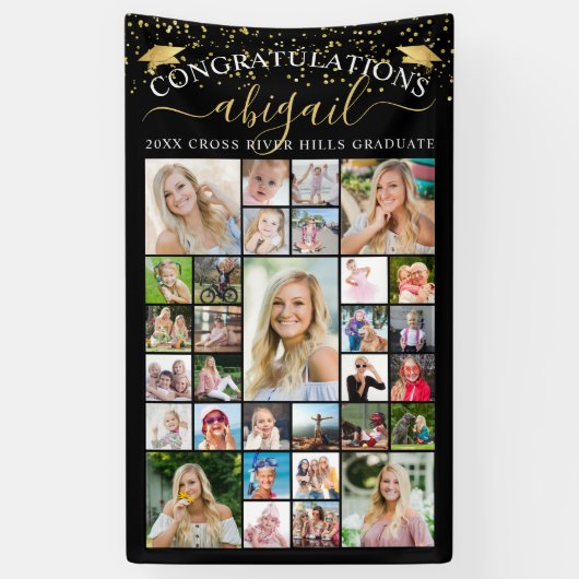Gefeliciteerd Black Gold 31 Photo Collage Script Spandoek (Verticaal)