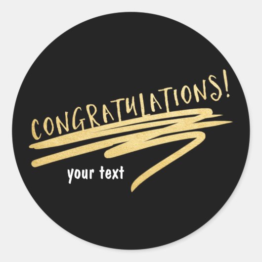 GEFELICITEERD Black Gold Custom Chic Sticker (Voorkant)