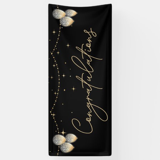 Gefeliciteerd Black Gold Elegant Spandoek (Verticaal)