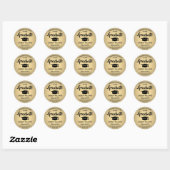 Gefeliciteerd, Black & Gold Faux Folie Afstuderen Ronde Sticker (Vel)