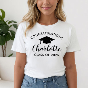 Gefeliciteerd Black Script Name Afstuderen T-shirt