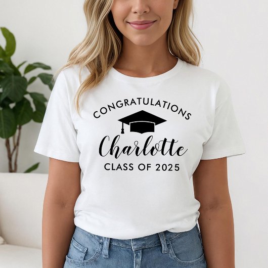 Gefeliciteerd Black Script Name Afstuderen T-shirt