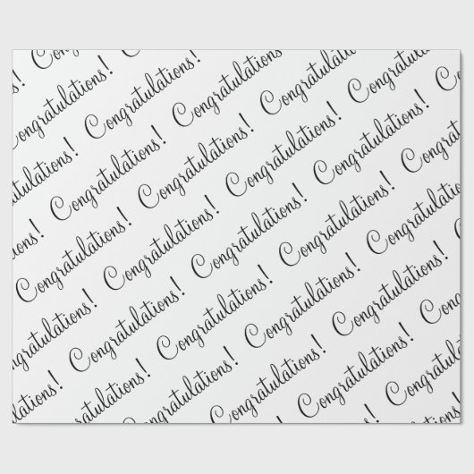 Gefeliciteerd Black Script Wedding Baby Afstudeerd Cadeaupapier (Vlak)