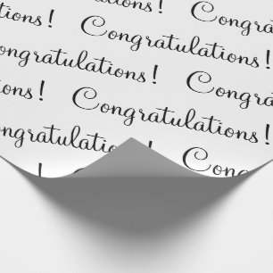 Gefeliciteerd Black Script Wedding Baby Afstudeerd Cadeaupapier
