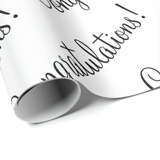 Gefeliciteerd Black Script Wedding Baby Afstudeerd Cadeaupapier (Rol Hoek)