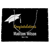Gefeliciteerd, Black White en Faux Gold Afstuderen Groot Cadeauzakje (Voorkant)