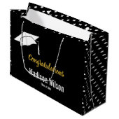 Gefeliciteerd, Black White en Faux Gold Afstuderen Groot Cadeauzakje (Voorkant Gekanteld)
