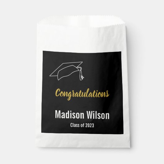 Gefeliciteerd, Black White en Gold Afstuderen Bedankzakje (Voorkant)