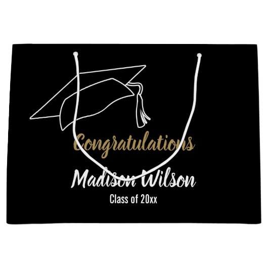 Gefeliciteerd, Black White en Gold Afstuderen Groot Cadeauzakje (Voorkant)