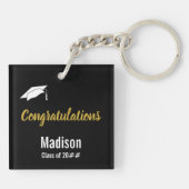 Gefeliciteerd, Black White en Gold Afstuderen Sleutelhanger (Achterkant)