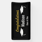 Gefeliciteerd, Black White en Gold Afstuderen Spandoek (Verticaal)