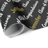 Gefeliciteerd Black White Gold Class van 2024 Cadeaupapier (Rol Hoek)