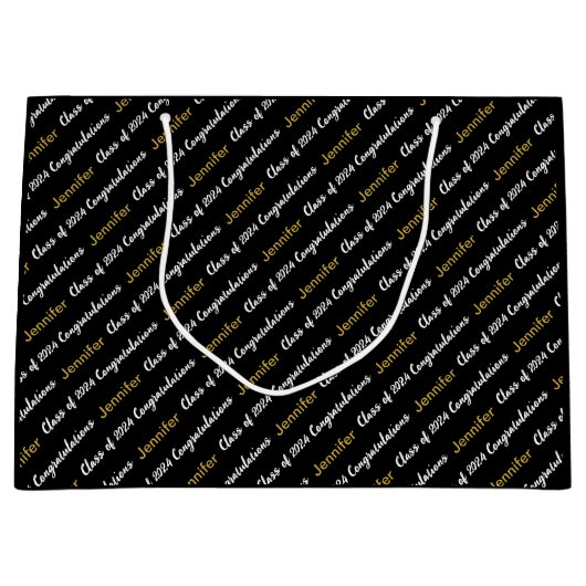 Gefeliciteerd Black White Gold Class van 2024 Groot Cadeauzakje (Voorkant)