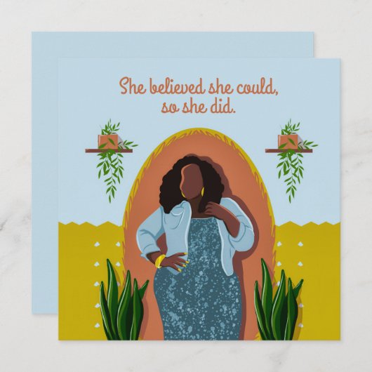 Gefeliciteerd Black Woman Ze geloofde dat ze het k (Voorkant / Achterkant)