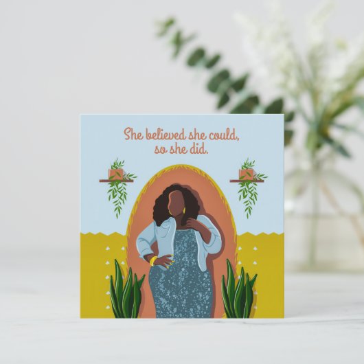 Gefeliciteerd Black Woman Ze geloofde dat ze het k (Staand voorkant)