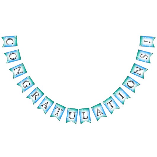 Gefeliciteerd - blauw en Blauwgroen Vlaggetjes (Alle)