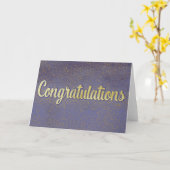 Gefeliciteerd blauw en goud kaart (Gele Bloem)