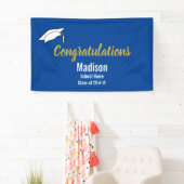 Gefeliciteerd Blauw en Wit Afstuderen Naam Spandoek (Insitu)