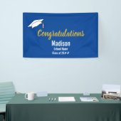 Gefeliciteerd Blauw en Wit Afstuderen Naam Spandoek (Beurs)
