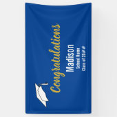 Gefeliciteerd Blauw en Wit Afstuderen Naam Spandoek (Verticaal)