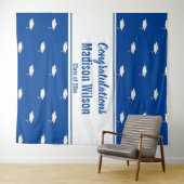 Gefeliciteerd Blauw en Wit Naam Afstuderen Wandkleed (In Situ (horizontaal))
