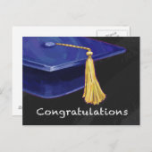 Gefeliciteerd Blauw en Zwart Briefkaart (Voorkant / Achterkant)