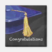 Gefeliciteerd Blauw en Zwart Magneet (Voorkant)