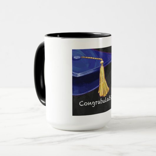 Gefeliciteerd Blauw en Zwart Mok (Voorkant links)