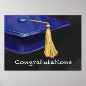 Gefeliciteerd Blauw en Zwart Poster (Voorkant)