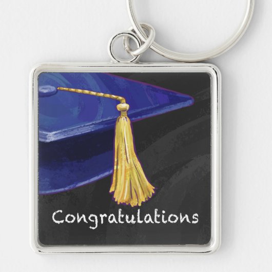 Gefeliciteerd Blauw en Zwart Sleutelhanger (Voorkant)