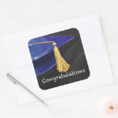 Gefeliciteerd Blauw en Zwart Vierkante Sticker (Envelop)