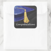 Gefeliciteerd Blauw en Zwart Vierkante Sticker (Tas)