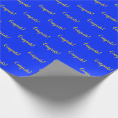 Gefeliciteerd! Blauw Geel Elegant Gebeurtenis Verp Cadeaupapier (Hoek)