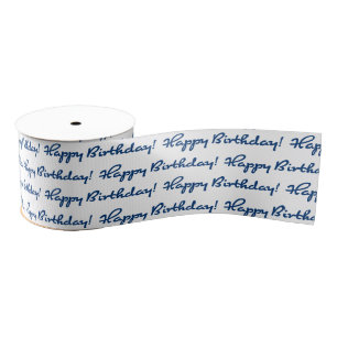 Gefeliciteerd! Blauw Patroon Casual Script Grosgrain Lint
