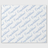 Gefeliciteerd Blauw Script Trouw Baby Shower Cadeaupapier (Vlak)