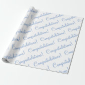 Gefeliciteerd Blauw Script Trouw Baby Shower Cadeaupapier (Uitgerold)